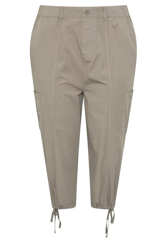 YOURS Plus Size Brown Cropped Cargo Trousers | Yours Clothing 5