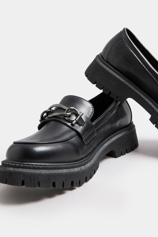 Black Chain Detail Chunky Loafers In Wide E Fit & Extra Wide EEE Fit | Yours Clothing  5