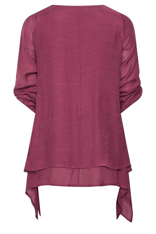 EVANS Plus Size Berry Red Double Layer Blouse | Evans 2