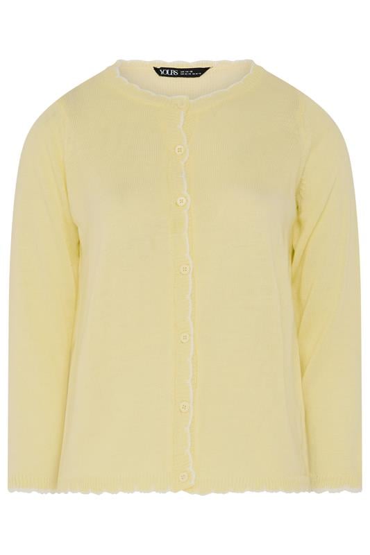 YOURS Plus Size Yellow Scallop Edge Cardigan | Yours Clothing 5