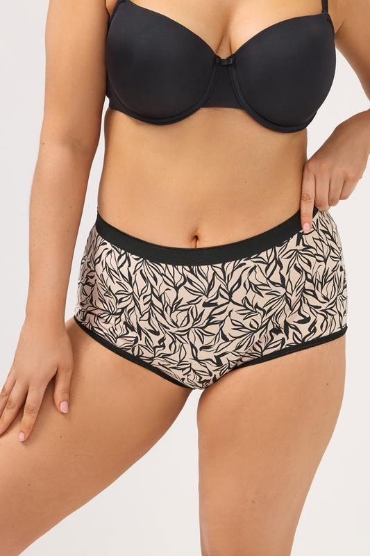 YOURSET 5 PACK Plus Size Black Leaf Print Full Briefs | Yours Clothing 2