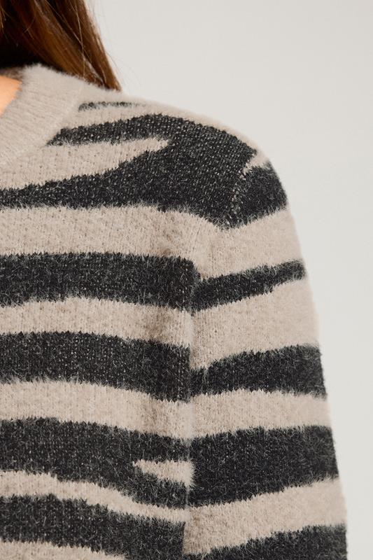 LTS Tall Beige Brown Knitted Zebra Print Jumper | Long Tall Sally 5