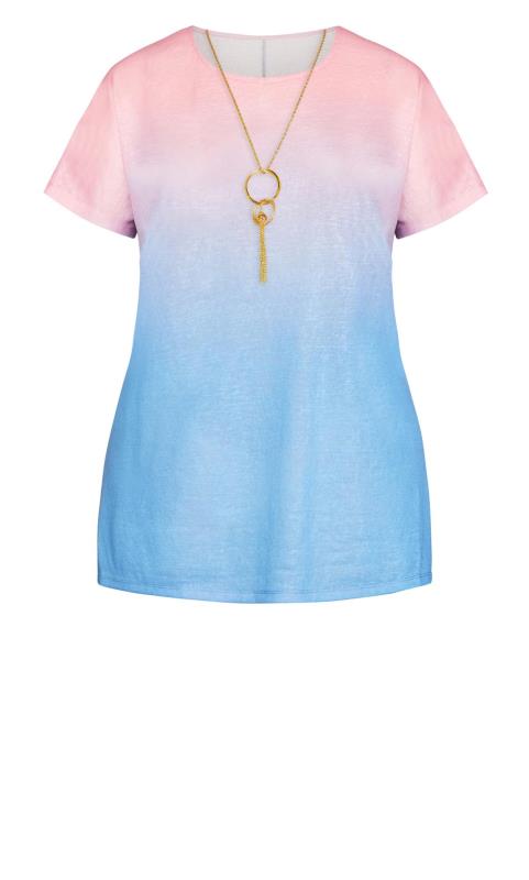 Evans Blue & Pink Ombre Top with Necklace 4