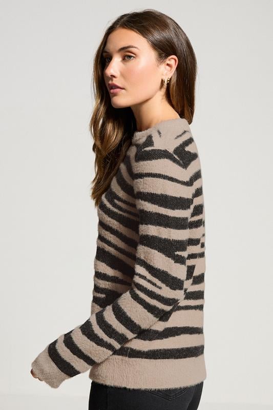 LTS Tall Beige Brown Knitted Zebra Print Jumper | Long Tall Sally 4