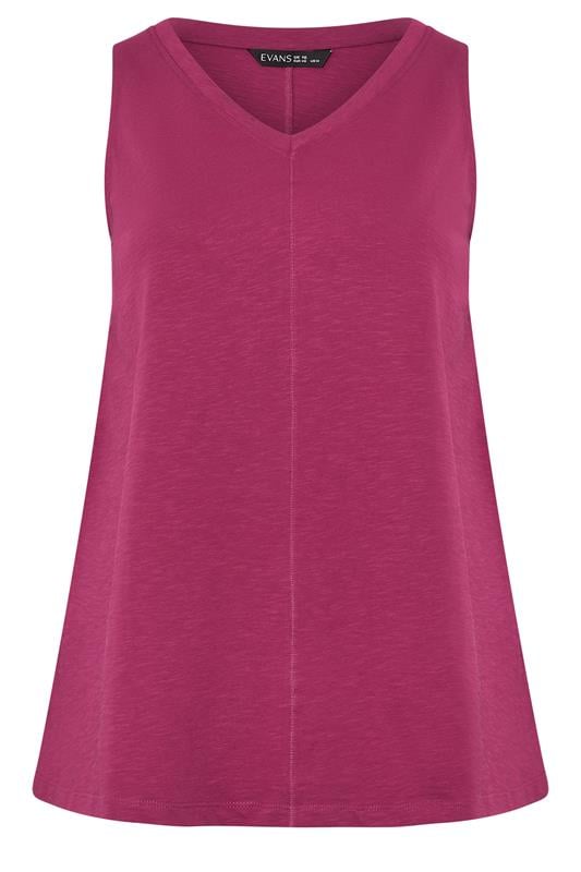EVANS Plus Size Berry Red Premium Cotton Vest Top | Evans 5