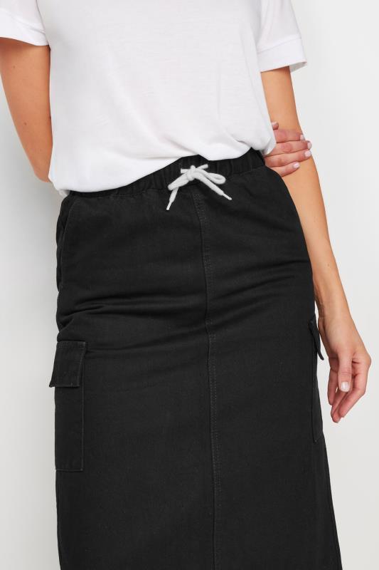 LTS Tall Black Wash Cargo Denim Maxi Skirt | Long Tall Sally 5