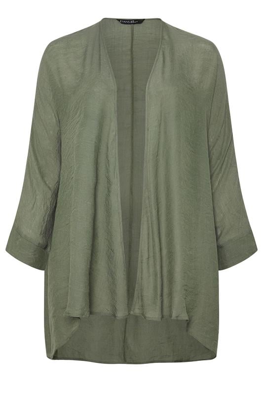 EVANS Plus Size Khaki Green Longline Cover-Up Cardigan | Evans 6