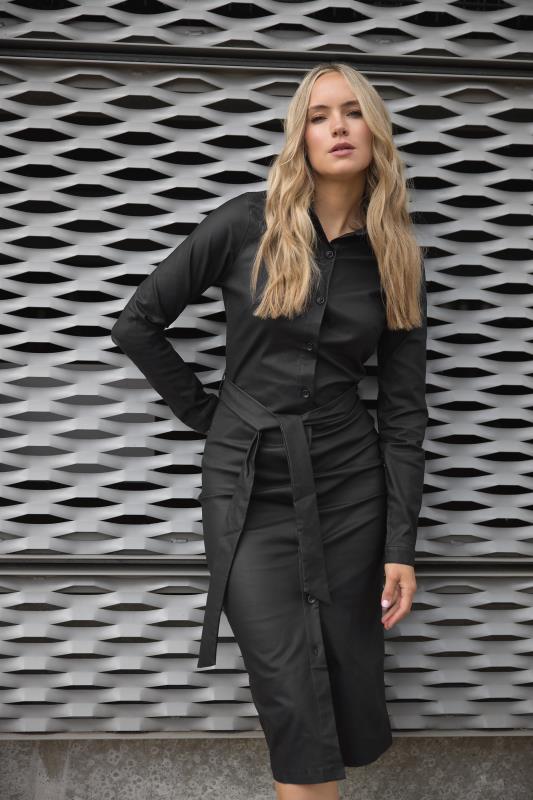 LTS Tall Black Coated Midi Shirt Dress | Long Tall Sally 2