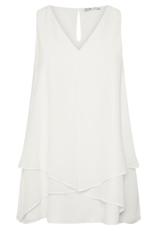 YOURS LONDON Plus Size White Layered Sleeveless Blouse | Yours Clothing 5