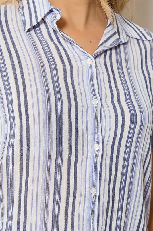 LTS Tall Women's Set Blue & White Stripe Shirt & Shorts | Long Tall Sally 6