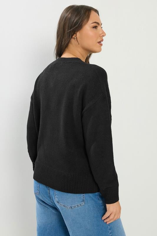 YOURS Plus Size Black Button Through Knitted Cardigan | Yours Clothing 2