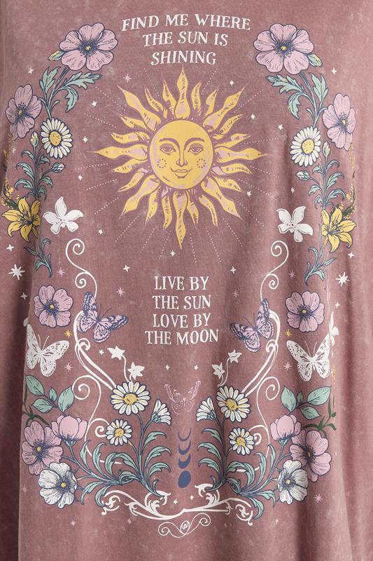YOURS Plus Size Pink Floral & Sun Graphic Boxy T-Shirt | Yours Clothing 5