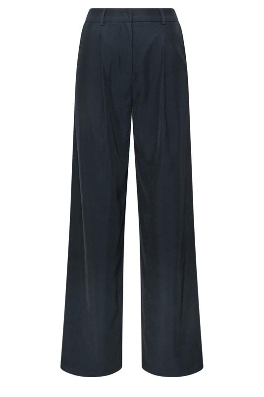 LTS Tall Women's Navy Blue Pleated Wide Leg Trousers | Long Tall Sally 1