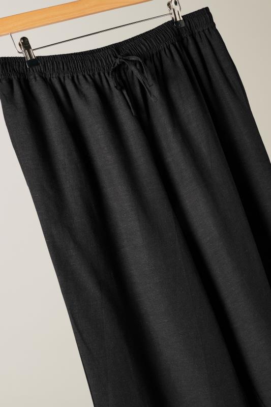 EVANS Plus Size Black Linen Trousers | Evans  7