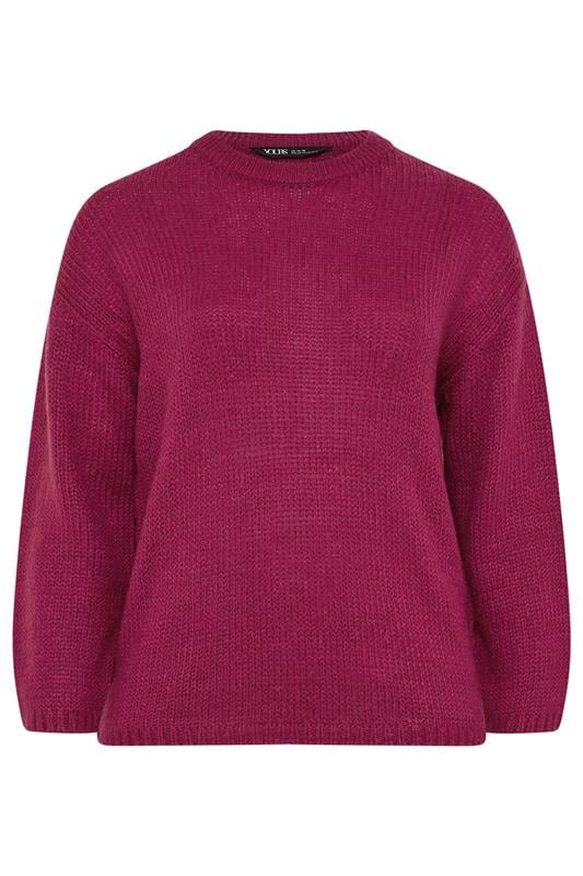 YOURS Plus Size Dark Pink Soft Touch Knitted Jumper | Yours Clothing 5