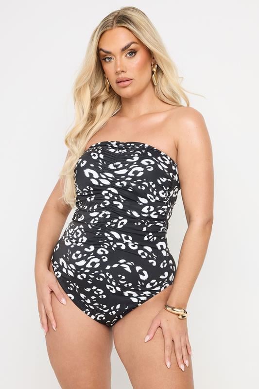 YOURS Plus Size Black Leopard Print Premium Underwired Swimsuit | Yours Clothing 4