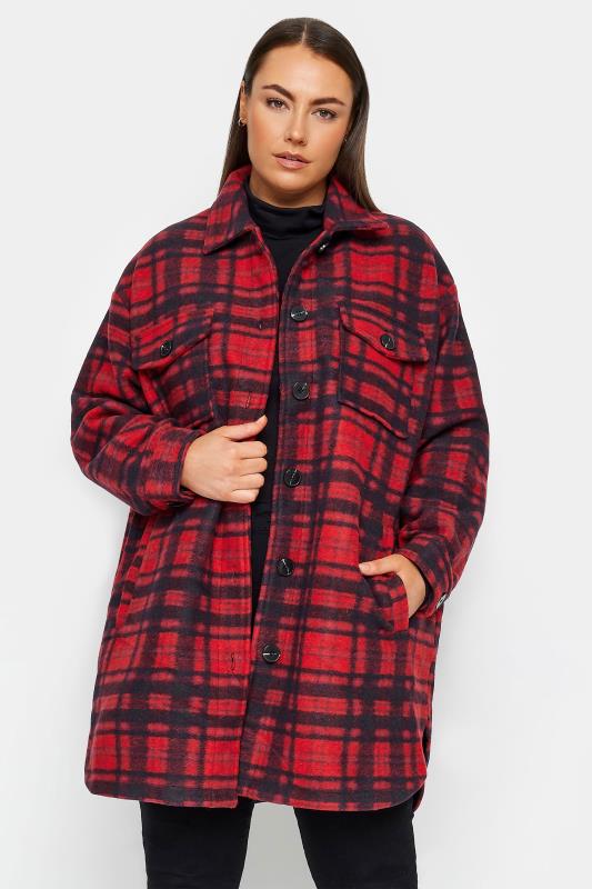 Plus Size  Evans Red Check Shacket
