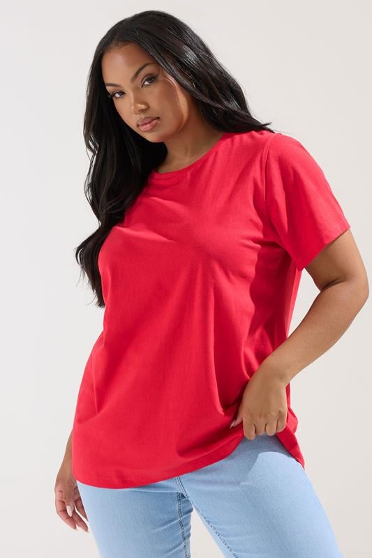 YOURS Plus Size Bright Red Short Sleeve T-Shirt | Yours Clothing 1