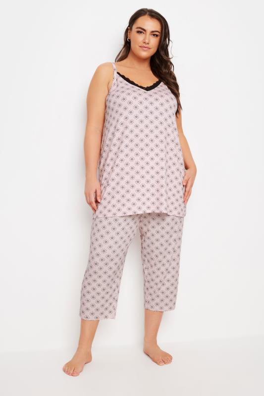 YOURS Plus Size Pink Star Print Pyjama Set | Yours Clothing 2