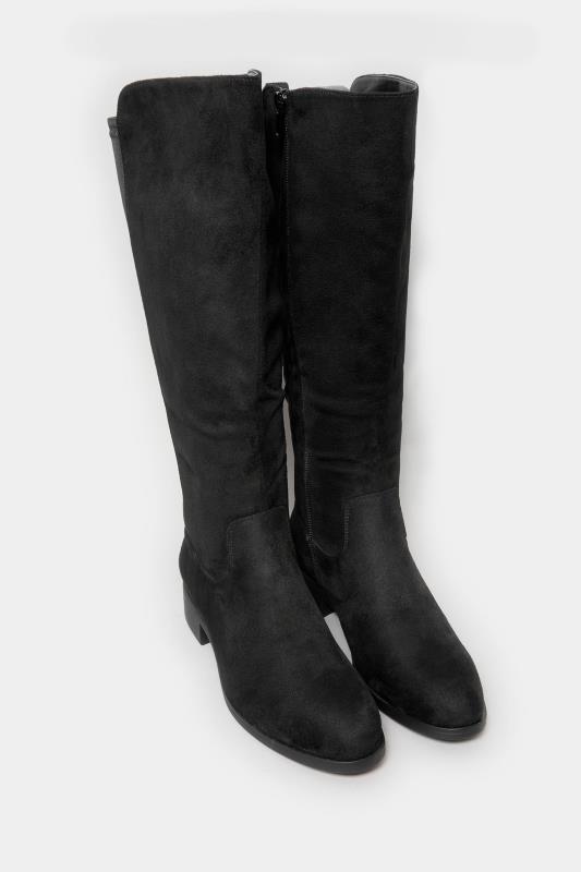 Black Stretch Knee High Boots In Wide E Fit & Extra Wide EEE Fit | Yours Clothing 2