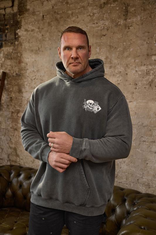 BadRhino Big & Tall Black Sun Bleached Tattoo Graphic Hoodie