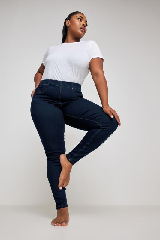 Plus Size Indigo Blue Stretch Pull On JENNY Jeggings | Yours Clothing 1