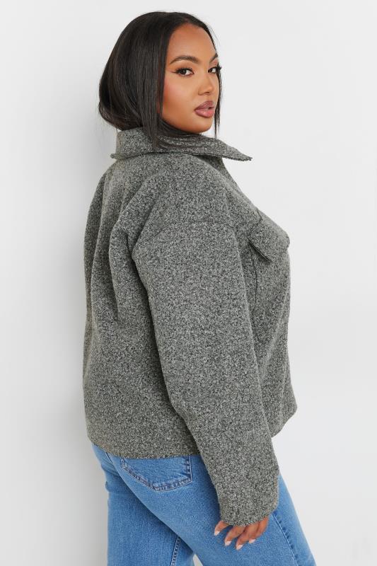 YOURS Plus Size Grey Cropped Boucle Jacket | Yours Clothing 6