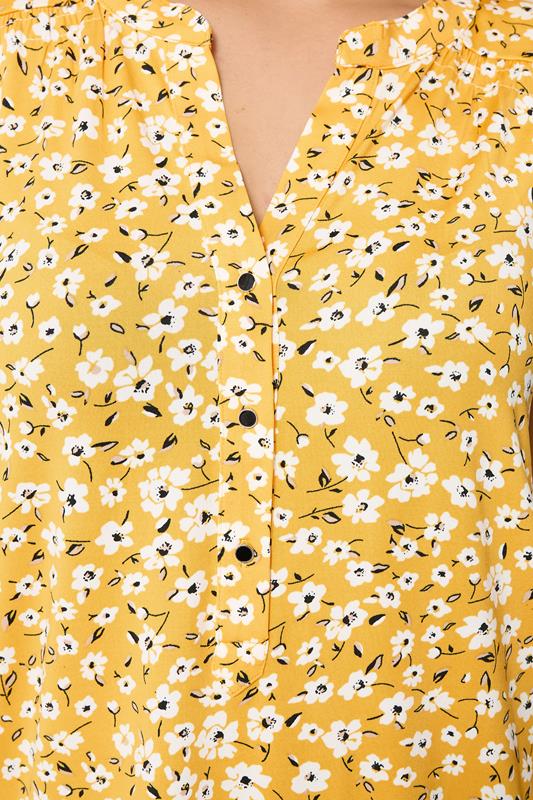 YOURS Plus Size Yellow Floral Notch Neck Vest Top | Yours Clothing 4