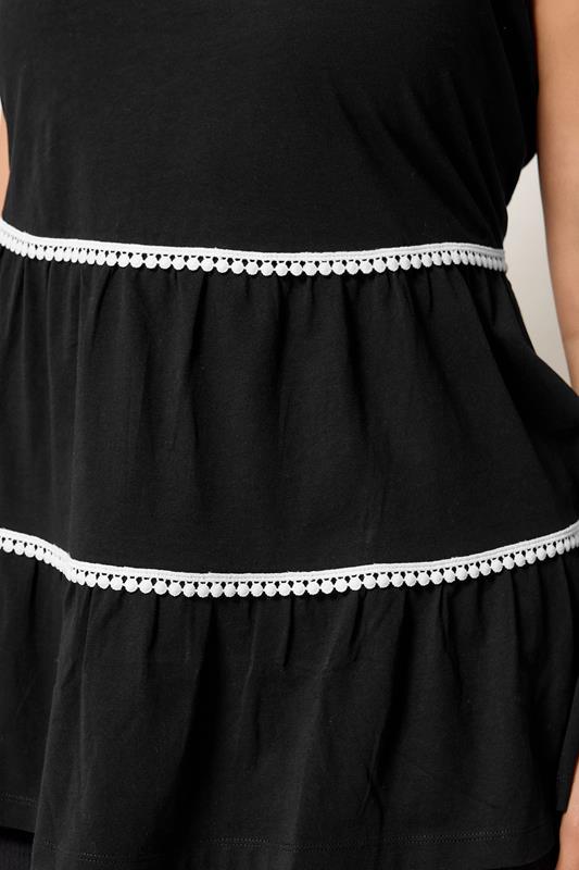 YOURS Plus Size Black Tiered Swing Vest Top | Yours Clothing 4