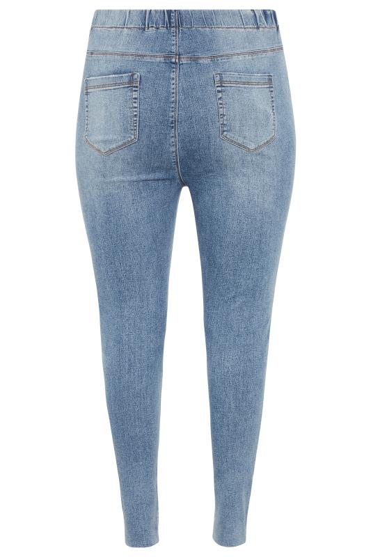 Plus Size YOURS FOR GOOD Mid Blue Extreme Ripped JENNY Jeggings | Yours Clothing 3