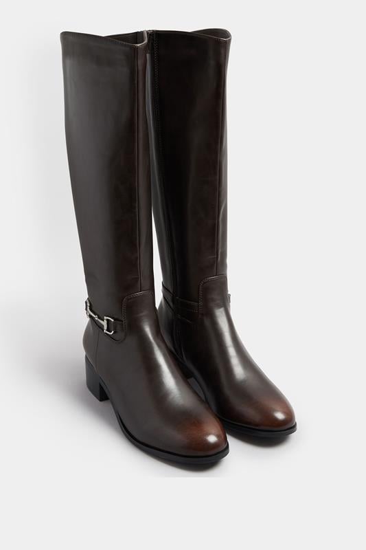 LTS Brown Metal Trim Knee High Riding Boots | Long Tall Sally 2