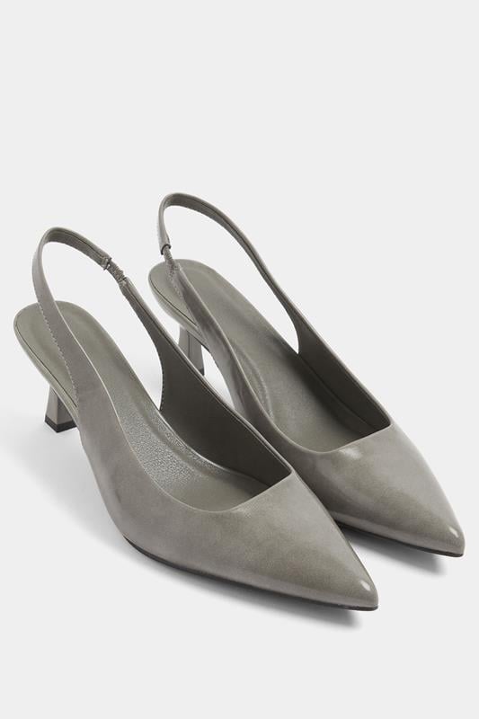 Grey Pointed Toe Heels In Wide E Fit | Yours Clothing  1