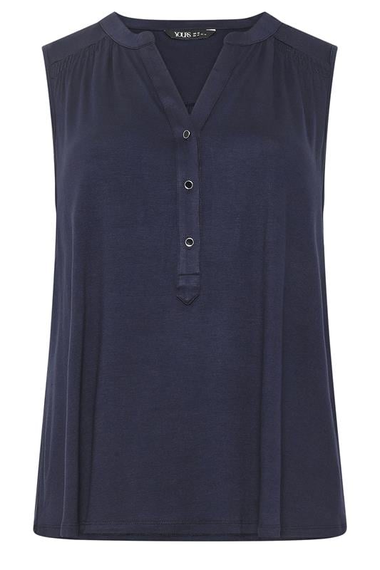 YOURS Plus Size Blue Notch Neck Vest Top | Yours Clothing 5