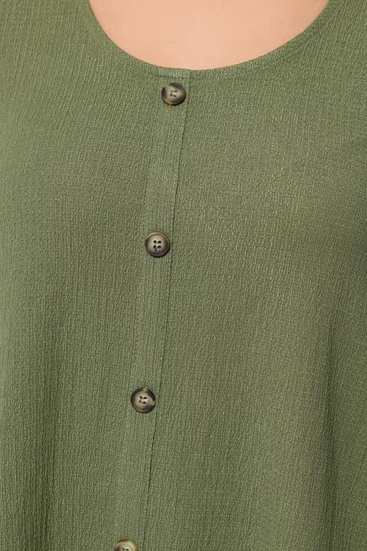 YOURS Plus Size Olive Green Crinkle T-Shirt | Yours Clothing 4