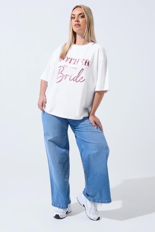 LIMITED COLLECTION Plus Size White 'Mother Of The Bride' Metallic T-Shirt | Yours Clothing 1