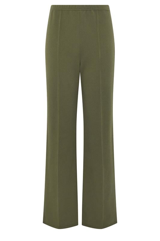 LTS Tall Women's Khaki Green Textured Pleated Wide Leg Trousers | Long Tall Sally 5