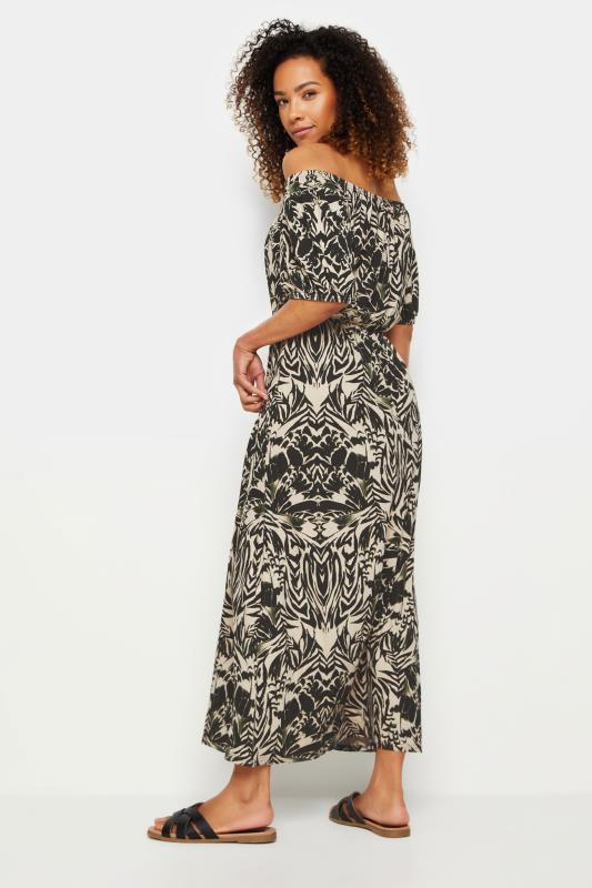 M&Co Neutral Brown & Black Abstract Print Bardot Dress 3