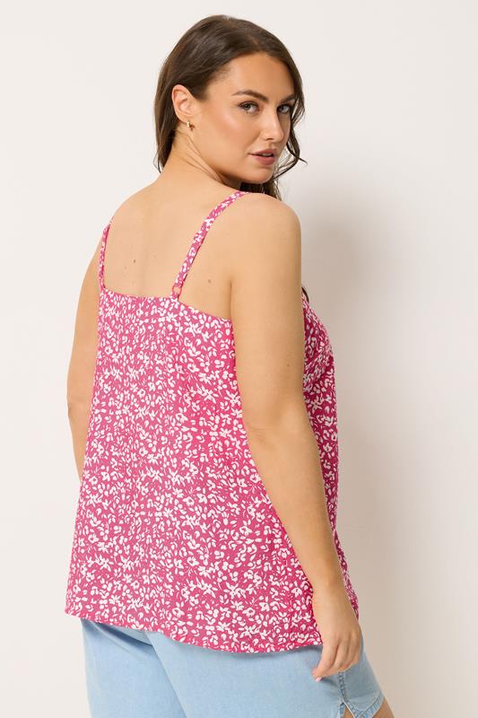 YOURS Plus Size Pink Floral Print Button Cami Vest Top | Yours Clothing 2