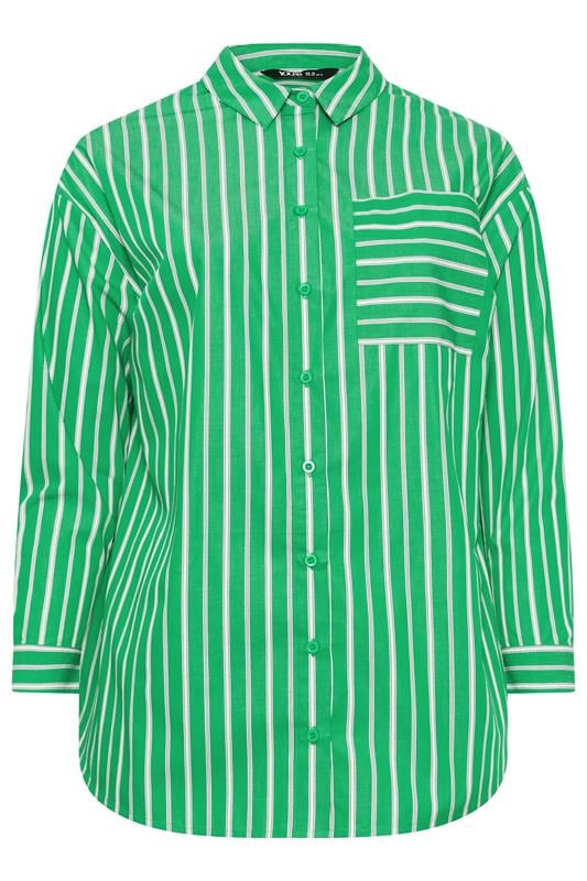 YOURS Plus Size Green & White Striped Shirt | Yours Clothing 6