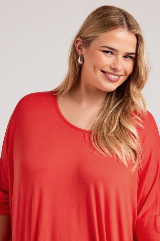 YOURS LONDON Plus Size Orange Dipped Hem Longline Tunic | Yours Clothing 2