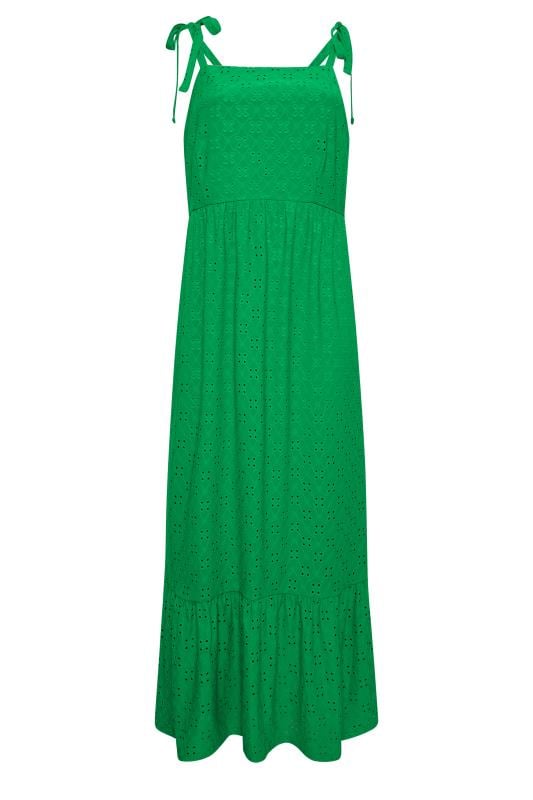 YOURS Curve Plus Size Green Broderie Anglaise Maxi Dress | Yours Clothing  6