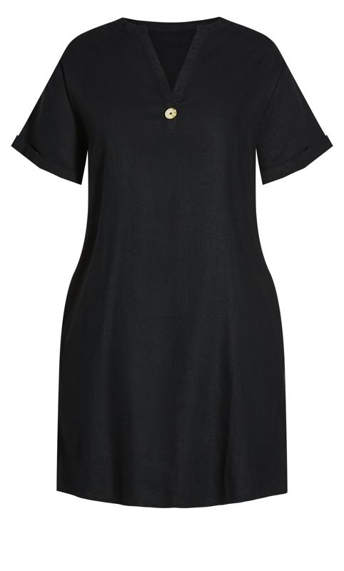 Black Linen Blend Short Sleeve Dress 3