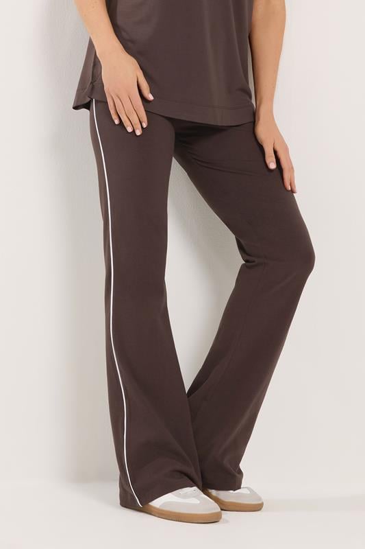 LTS Tall Chocolate Brown Striped Kick Flare Leggings | Long Tall Sally 1