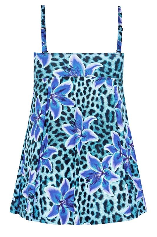 YOURS Plus Size Blue Animal Floral Tankini Top | Yours Clothing 8