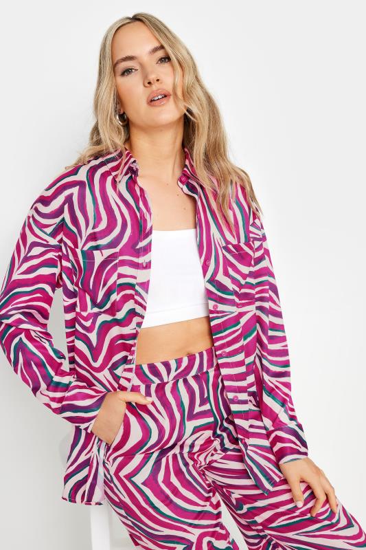 LTS Tall Purple Zebra Print Satin Shirt | Long Tall Sally 7