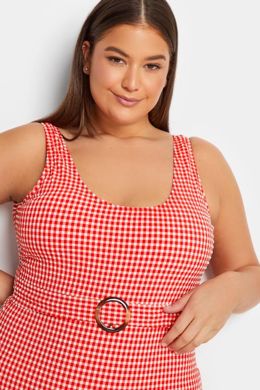 LTS Tall Women's Red Gingham Belted Swimsuit | Long Tall Sally 5
