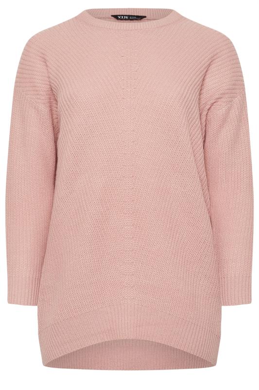 YOURS Plus Size Essential Baby Pink Knitted Jumper | Yours Clothing 5