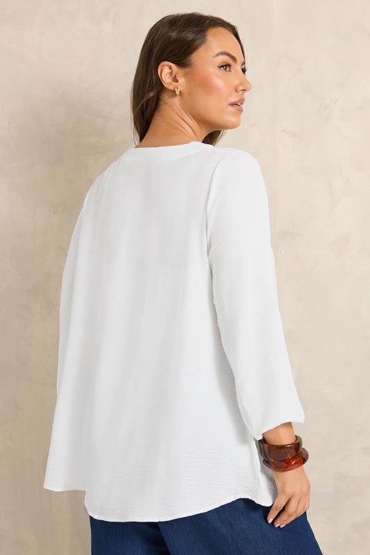 EVANS Plus Size White Pleat Front Long Sleeve Blouse | Evans 2