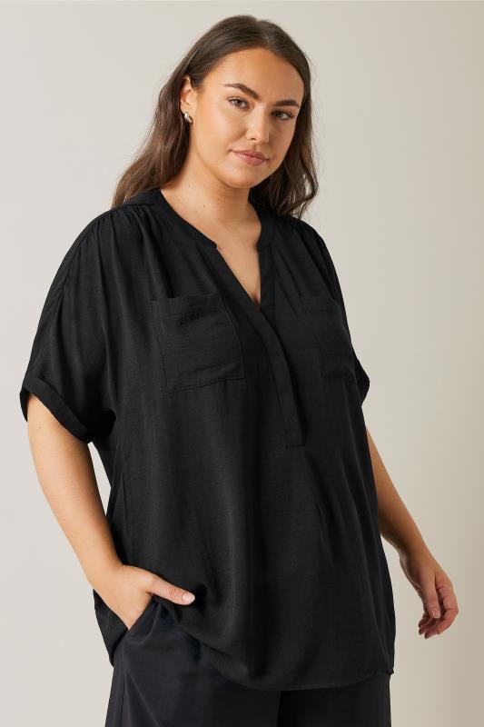 Plus Size  EVANS Curve Black Overhead Utility Shirt