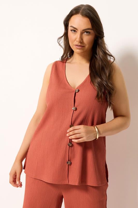 YOURS Curve Orange Textured Waistcoat